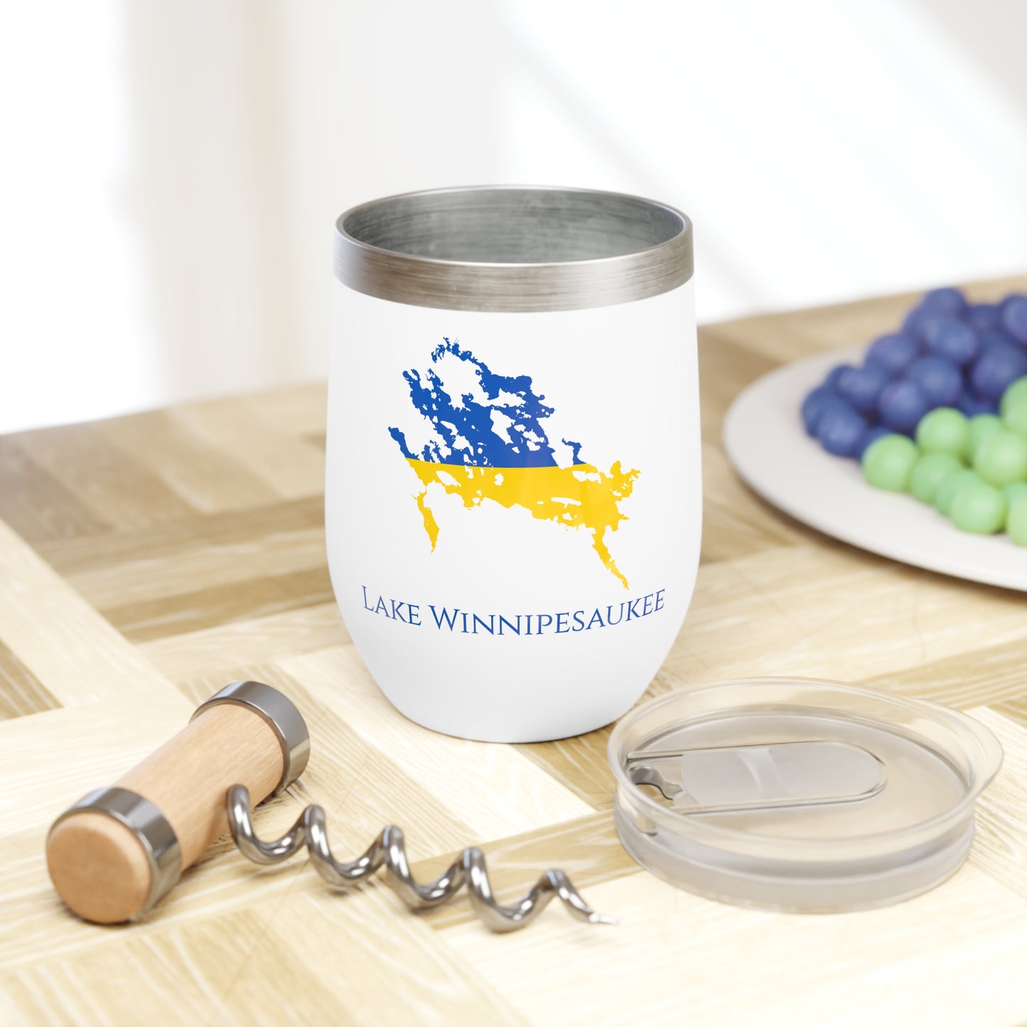 Lake Winnipesaukee, NH Wine Tumbler-Ukraine Flag Colors