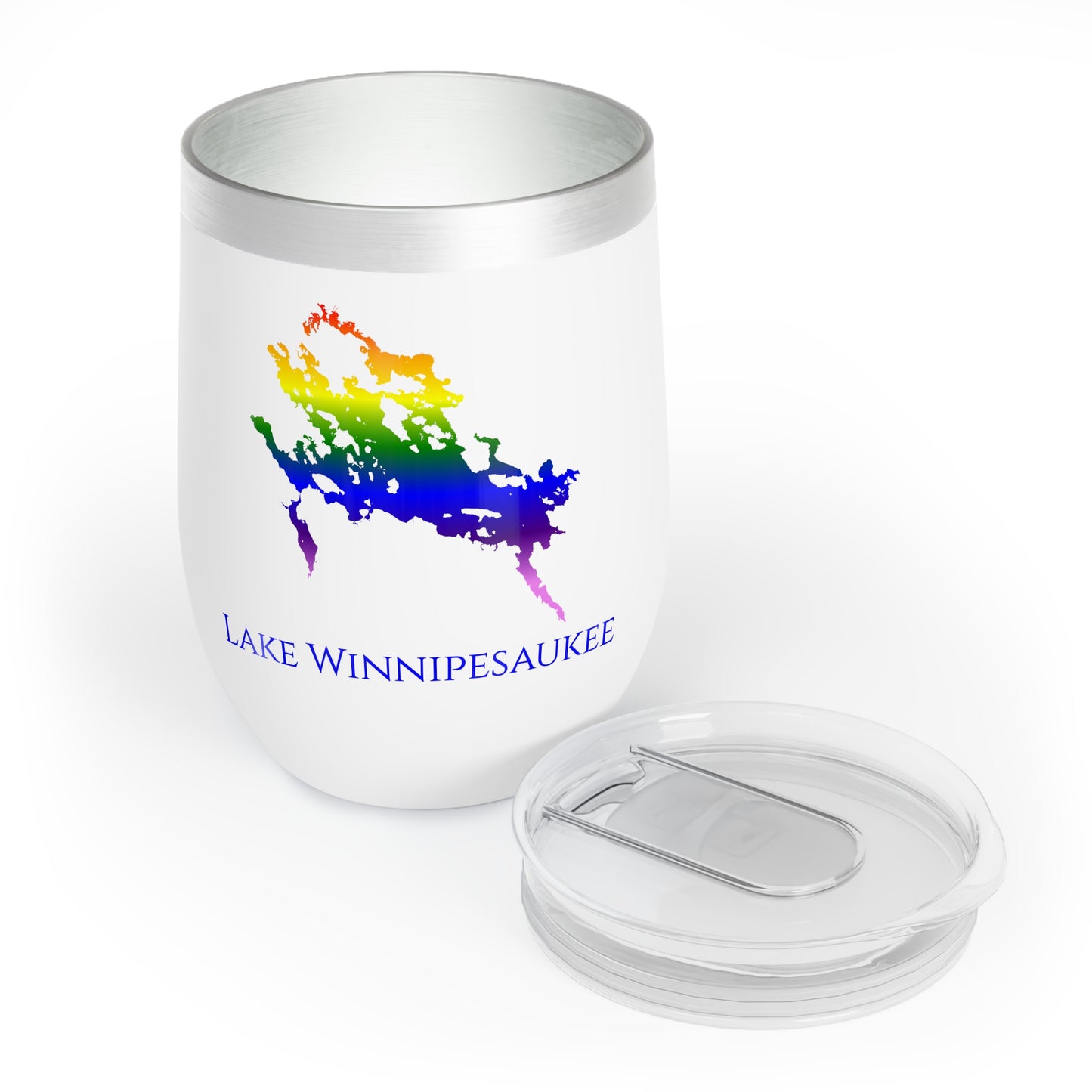 Lake Winnipesaukee, NH Wine Tumbler-Rainbow