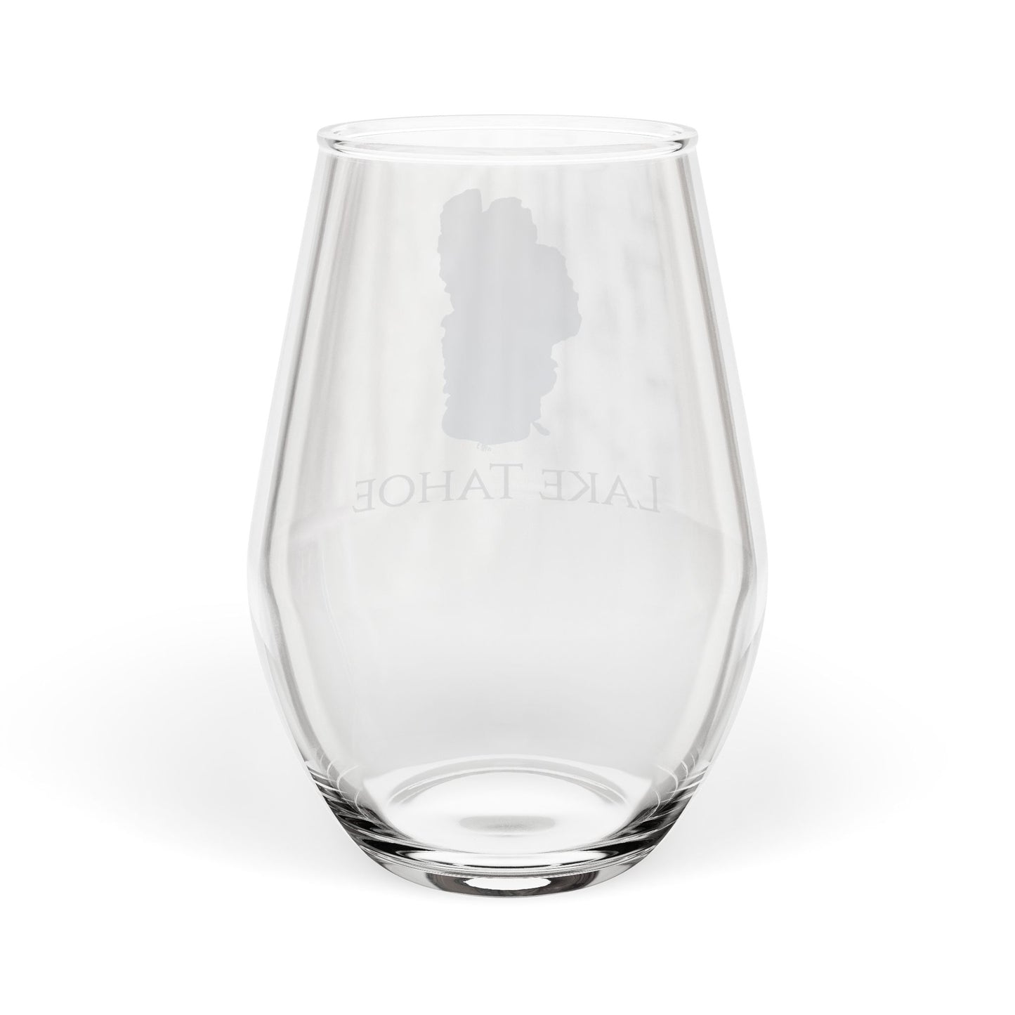 Lake Tahoe, CA Stemless Wine Glass-Blue Gradient