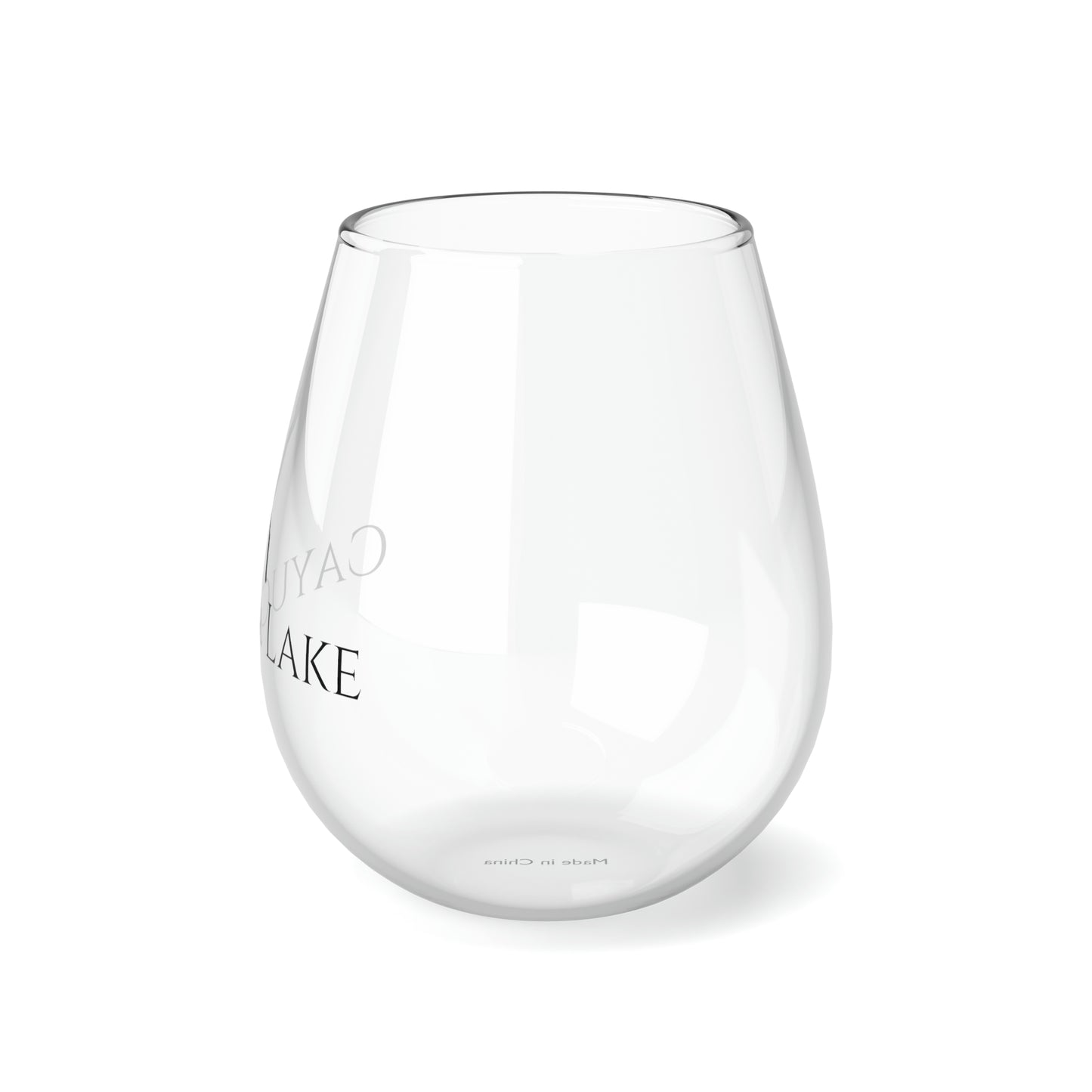 Cayuga Lake Stemless Wine Glass, New York 11.75oz Left View