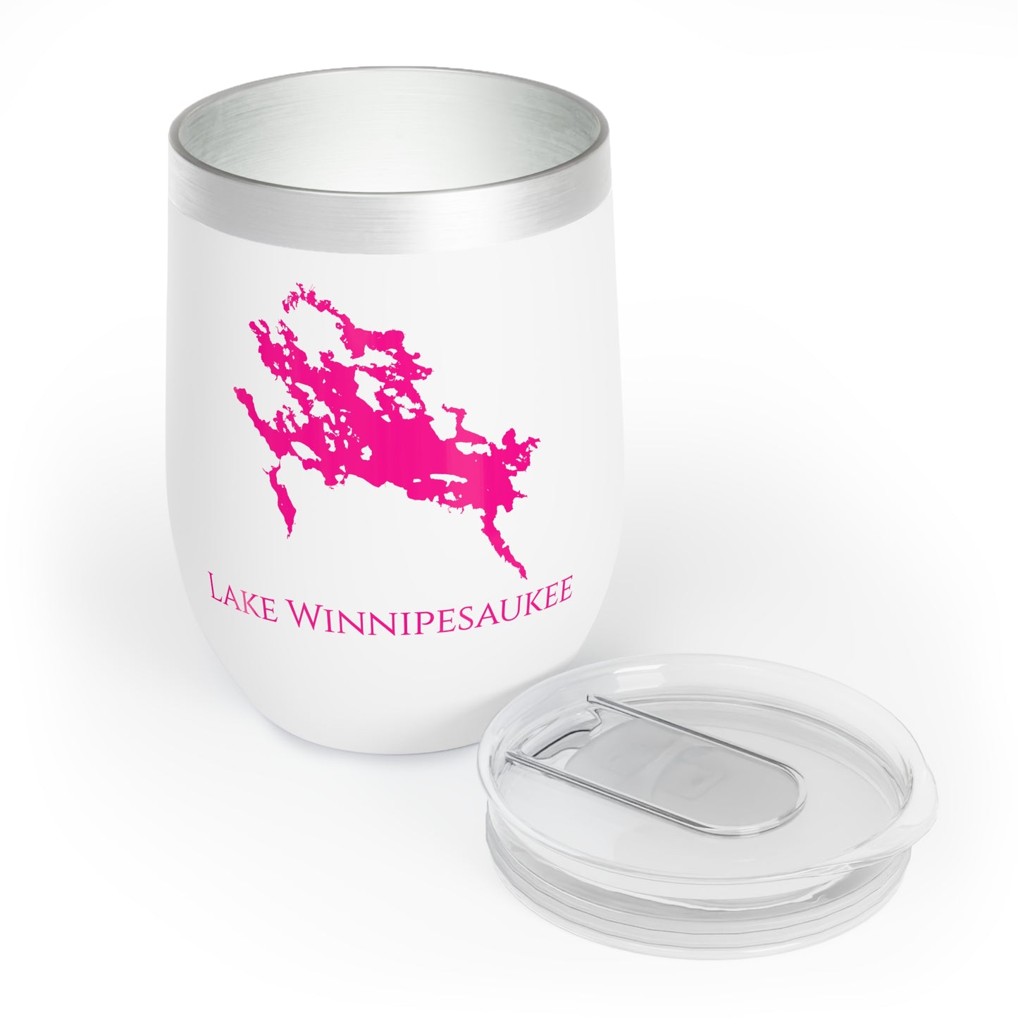 Lake Winnipesaukee, NH Wine Tumbler-Dark Pink