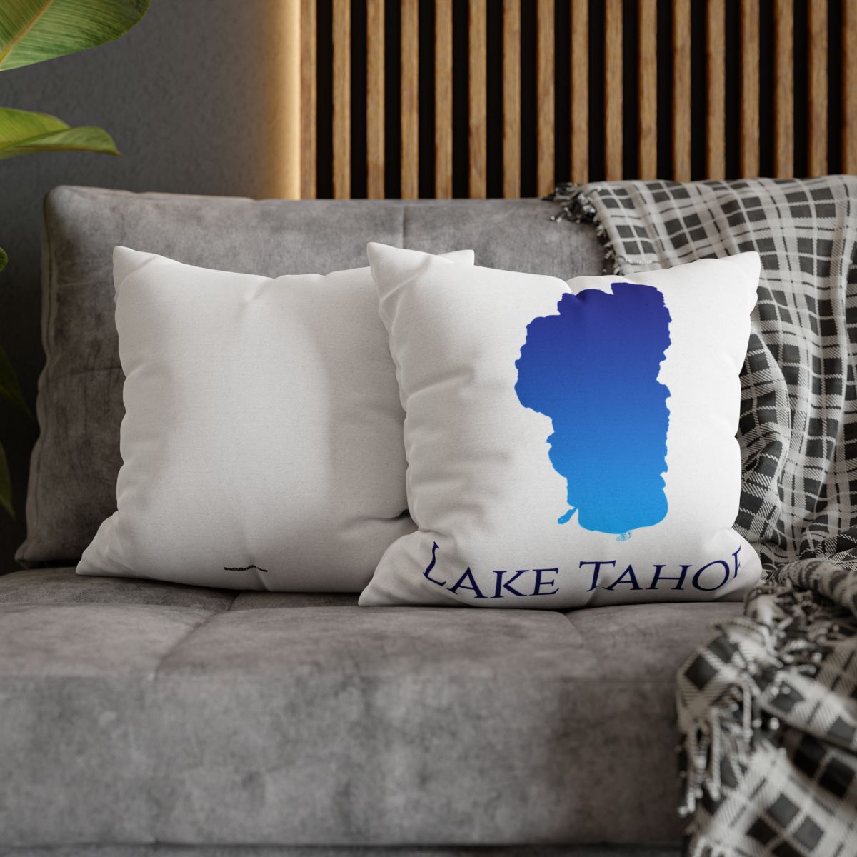 Lake Tahoe Square Pillow Case-Blue Gradient – double couch pillow