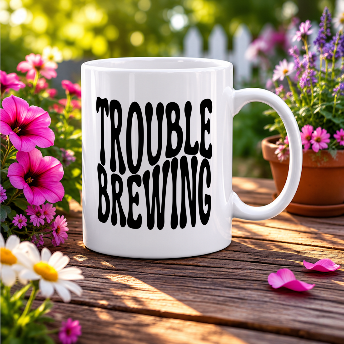 variant_image_id:131 TROUBLE BREWING Coffee Mug - Funny Gift for Family and Coworkers, Ceramic Black image 5
