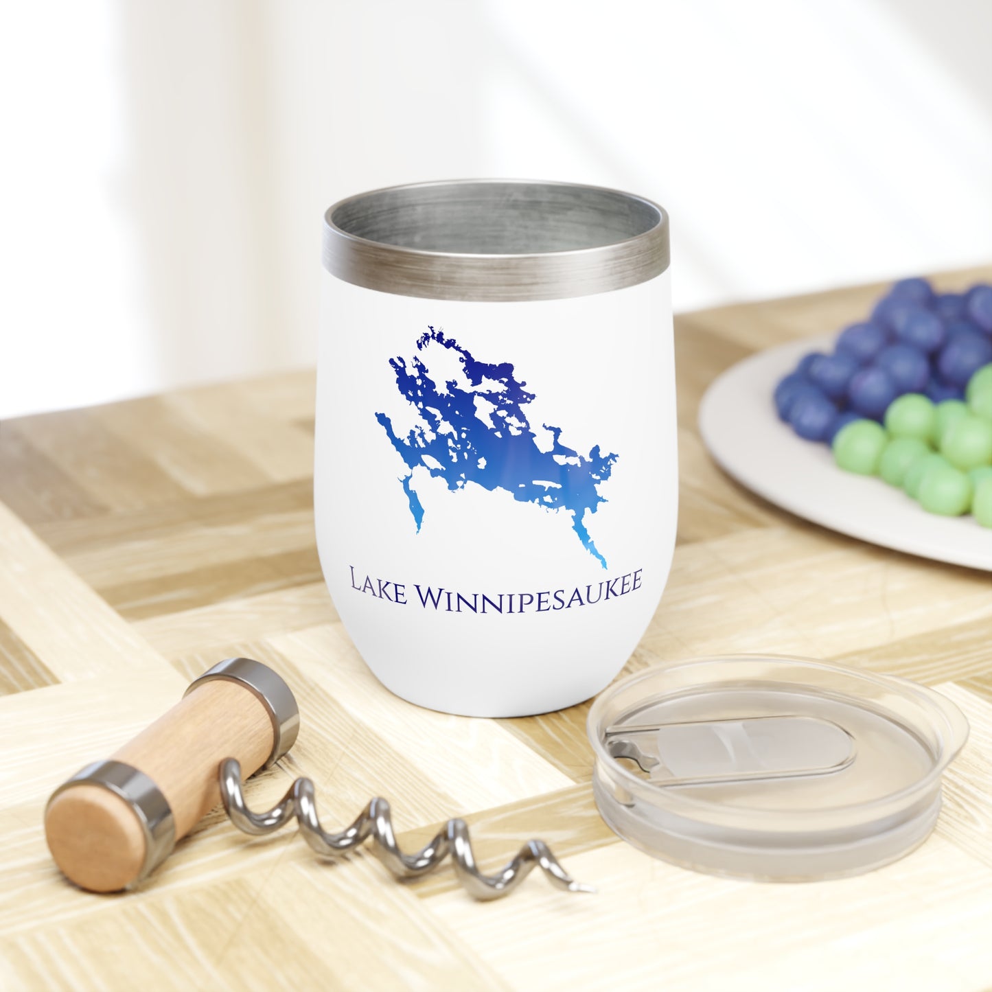 Lake Winnipesaukee, NH Wine Tumbler-Blue Gradient