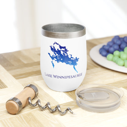 Lake Winnipesaukee, NH Wine Tumbler-Blue Gradient