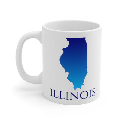 Illinois Ceramic Mug, Blue Gradient 11oz