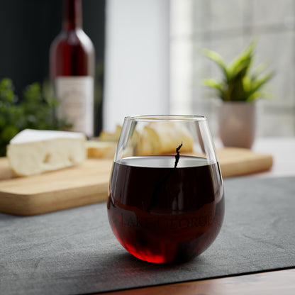 Lake George, NH Stemless Wine Glass Red Wine View