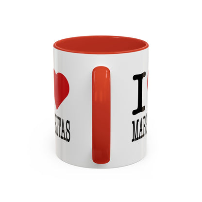 I LOVE MARGARITAS White Ceramic Mug with Red Accent, 11oz