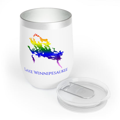 Lake Winnipesaukee, NH Wine Tumbler-Rainbow