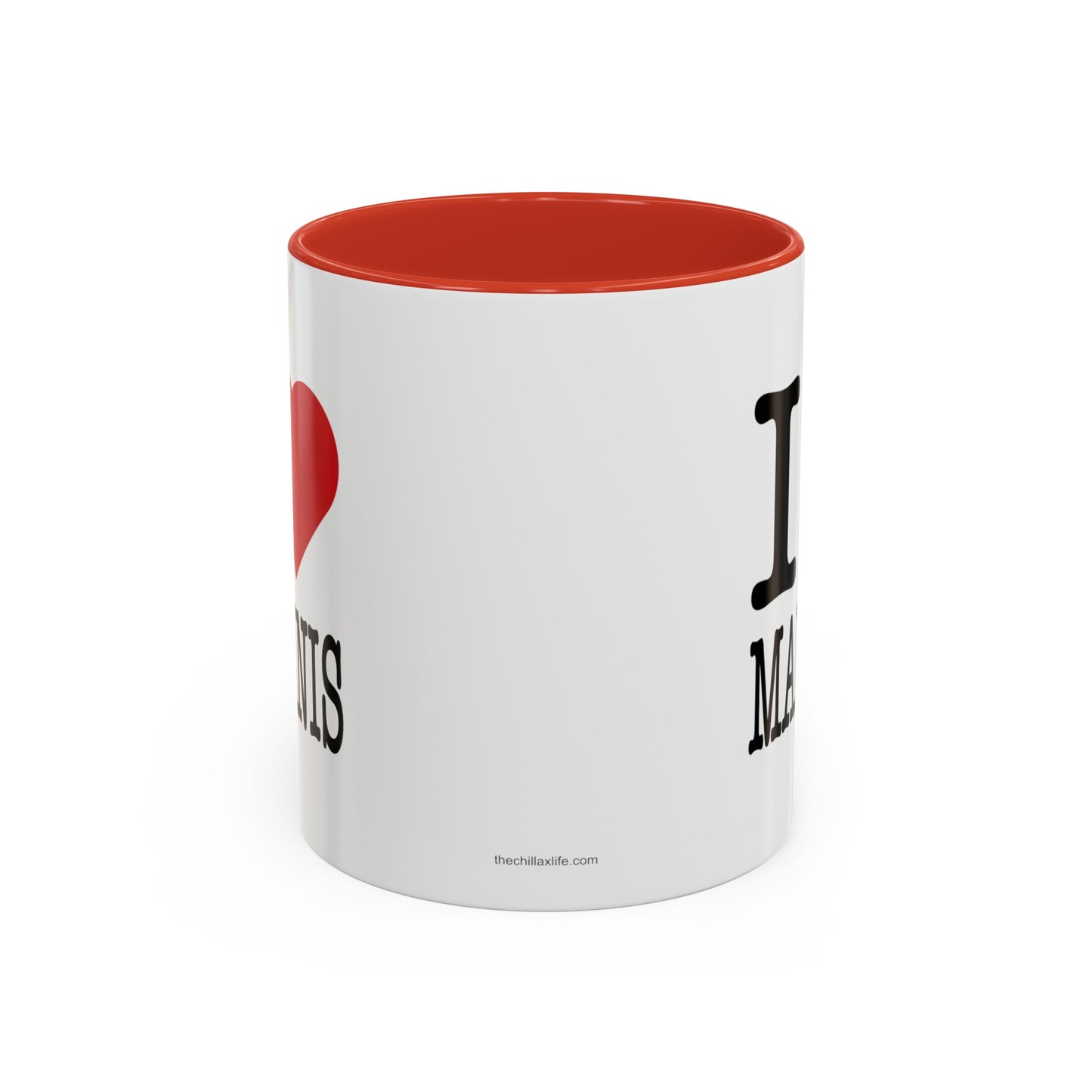 I LOVE MARTINIS White Ceramic Mug with Red Accent, 11oz