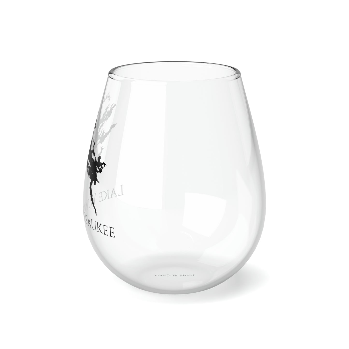 Lake Winnipesaukee, NH Stemless Wine Glass Left  View