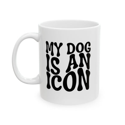 MY DOG IS AN ICON Coffee Mug – Funny Gift for Family and Coworkers, Black, Ceramic, 11 oz