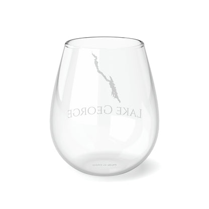 Lake George, NH Stemless Wine Glass Back View