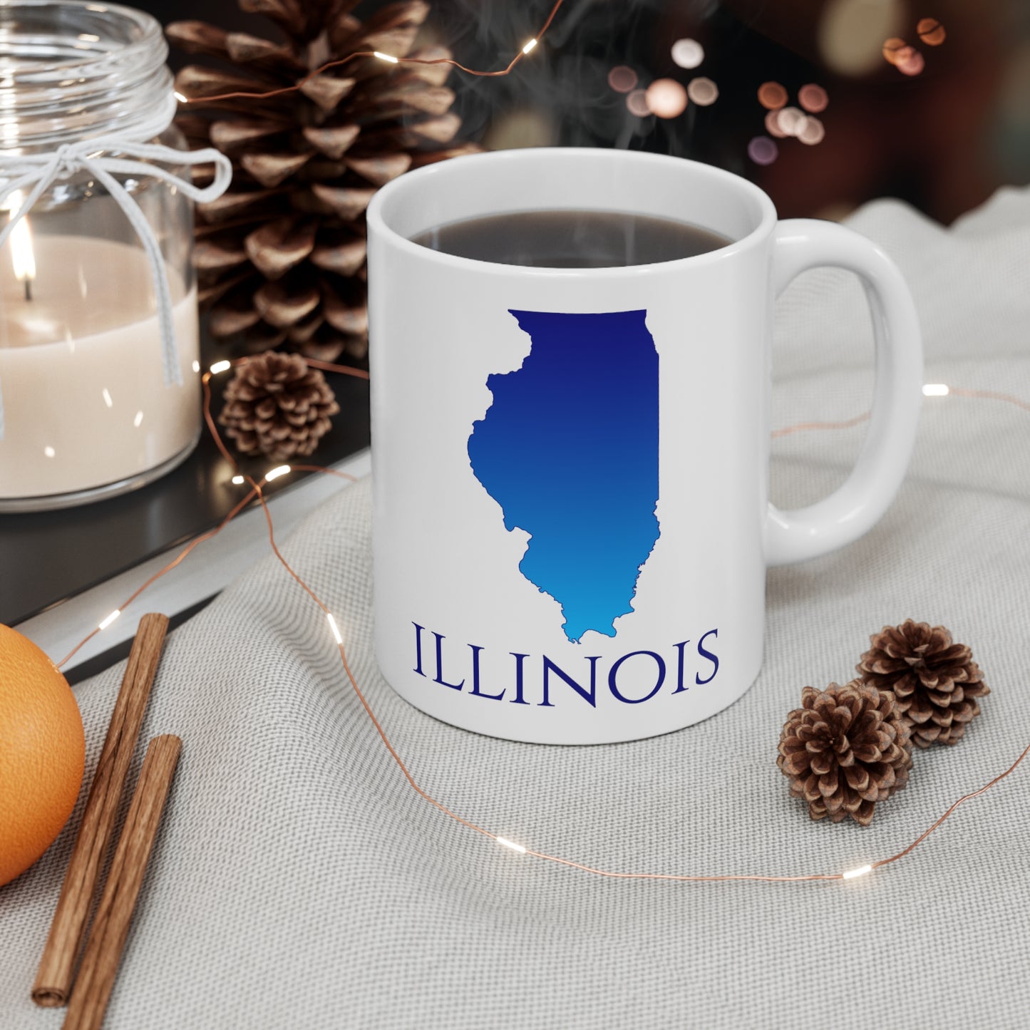 Illinois Ceramic Mug, Blue Gradient 11oz