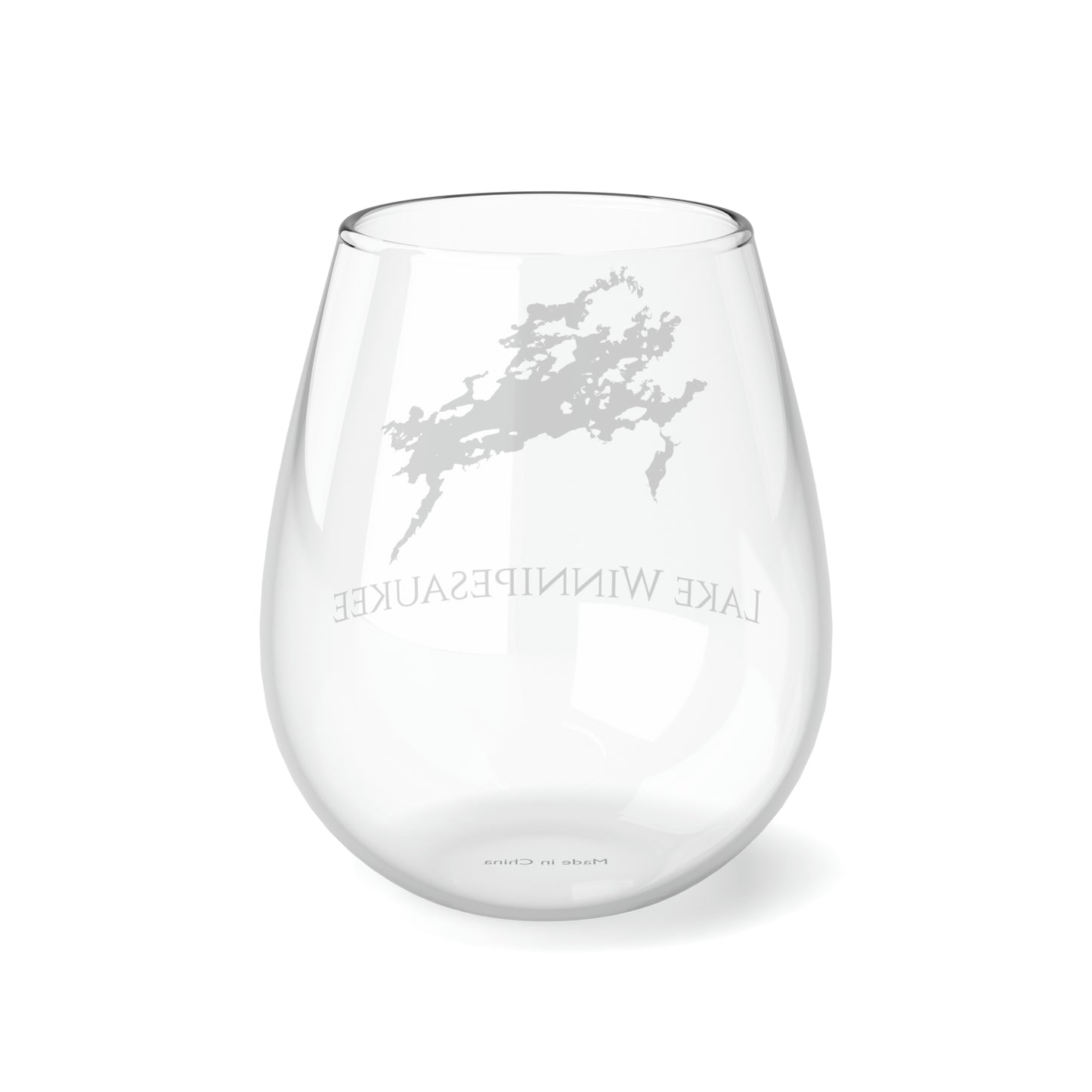 Lake Winnipesaukee, NH Stemless Wine Glass Back View