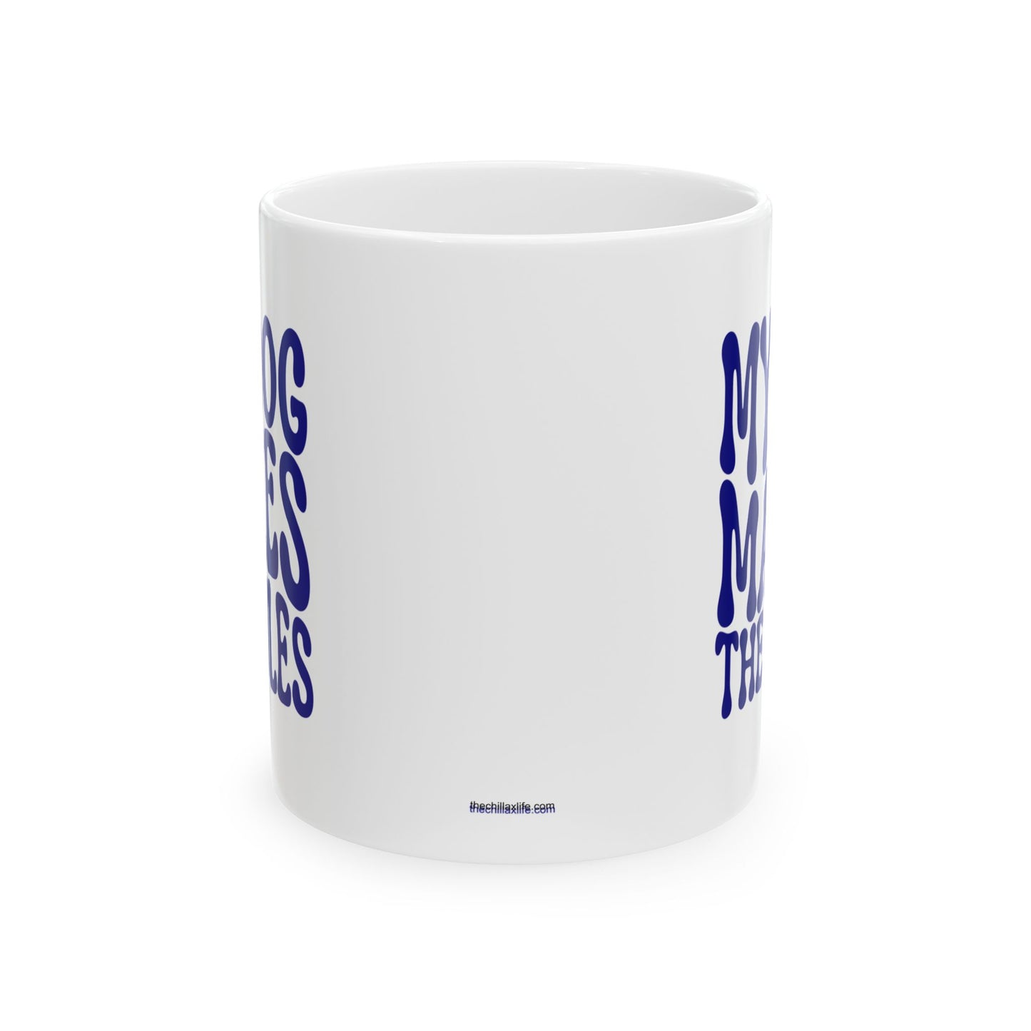 MY DOG MAKES THE RULES Coffee Mug – Funny Gift for Family and Coworkers, Navy, Ceramic, 11 oz