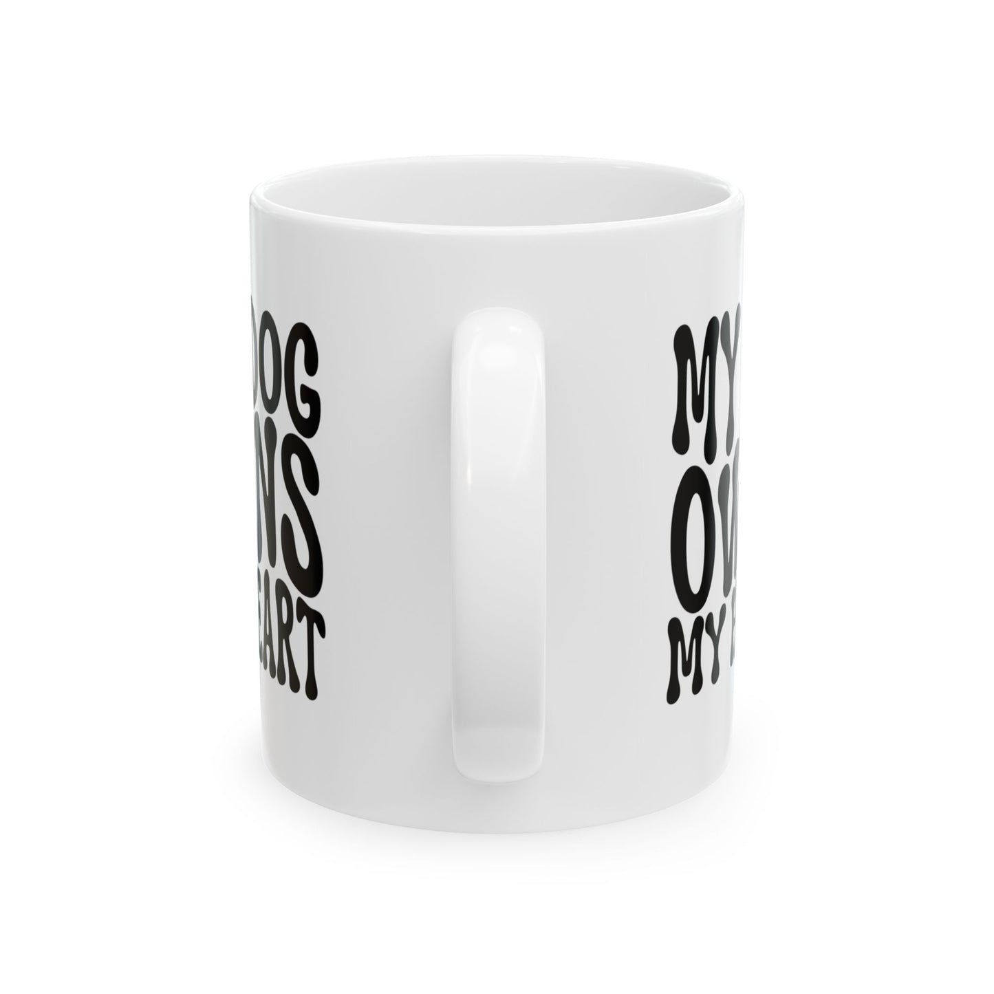 MY DOG OWNS MY HEART Coffee Mug – Funny Gift for Family and Coworkers, Black, Ceramic, 11 oz