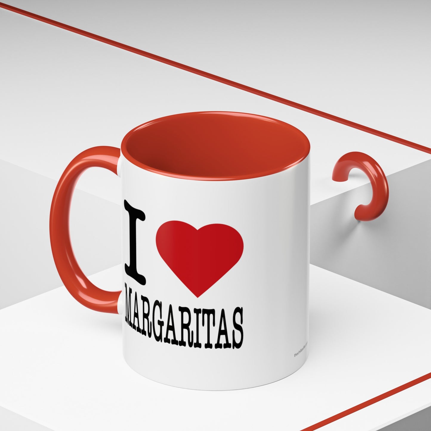 I LOVE MARGARITAS White Ceramic Mug with Red Accent, 11oz