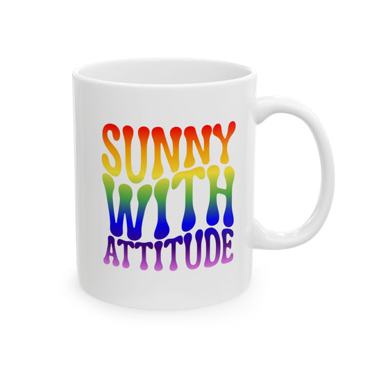 SUNNY WITH ATTITUDE Coffee Mug – Funny Gift for Family and Coworkers,  Ceramic, 11 oz