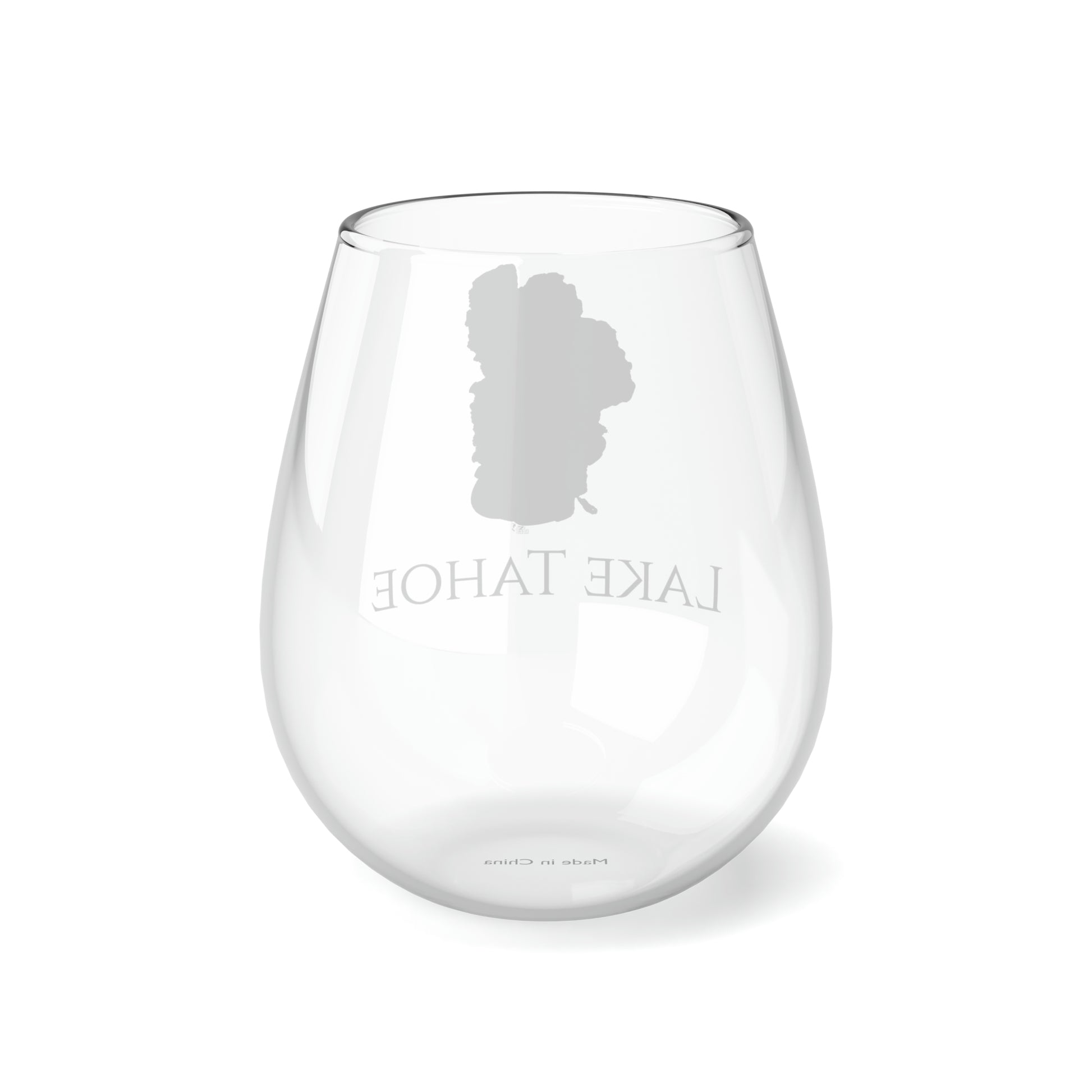 Lake Tahoe, NH Stemless Wine Glass-Black Left  View