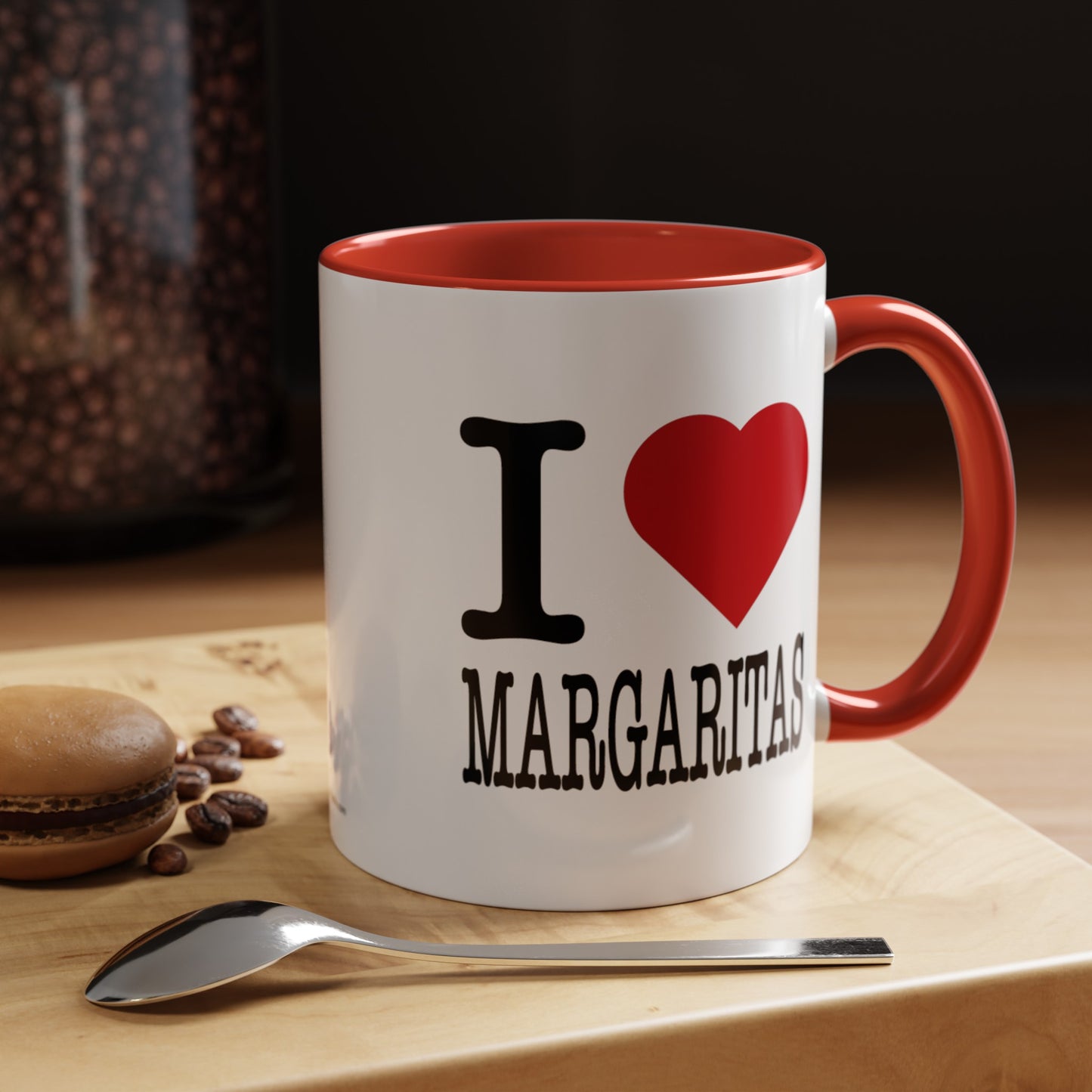 I LOVE MARGARITAS White Ceramic Mug with Red Accent, 11oz