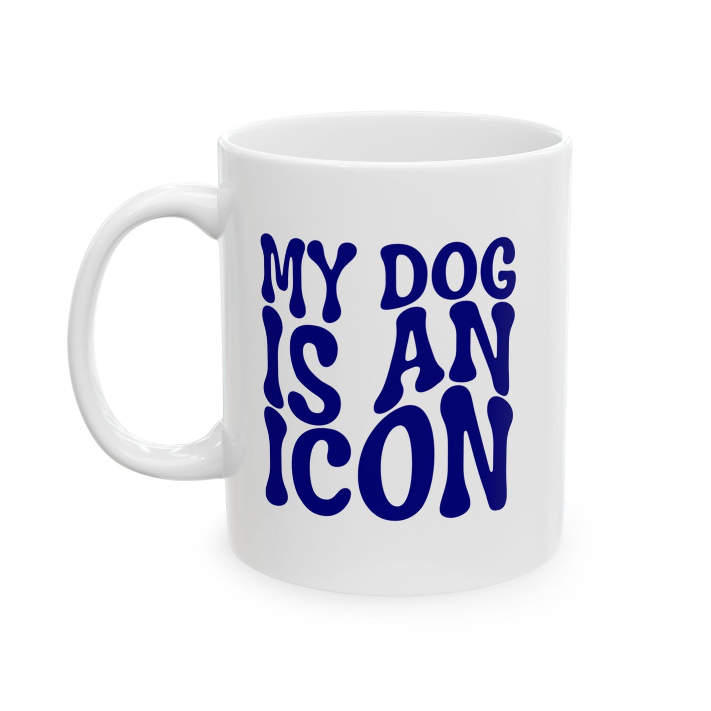 MY DOG IS AN ICON Coffee Mug – Funny Gift for Family and Coworkers, Navy, Ceramic, 11 oz