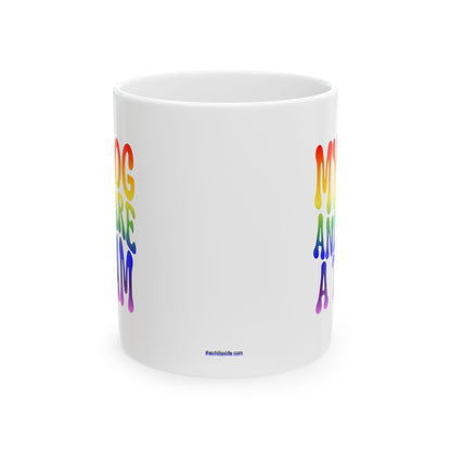 MY DOG AND I ARE  A TEAM Coffee Mug – Funny Gift for Family and Coworkers, Rainbow, Ceramic, 11 oz