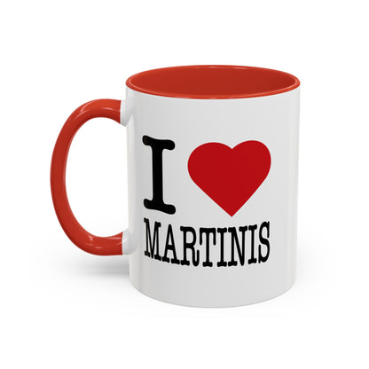 I LOVE MARTINIS White Ceramic Mug with Red Accent, 11oz