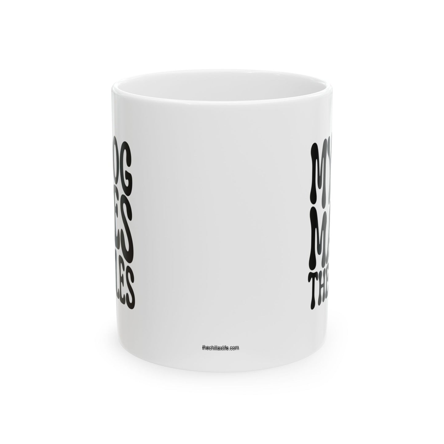 MY DOG MAKES THE RULES Coffee Mug – Funny Gift for Family and Coworkers, Black, Ceramic, 11 oz