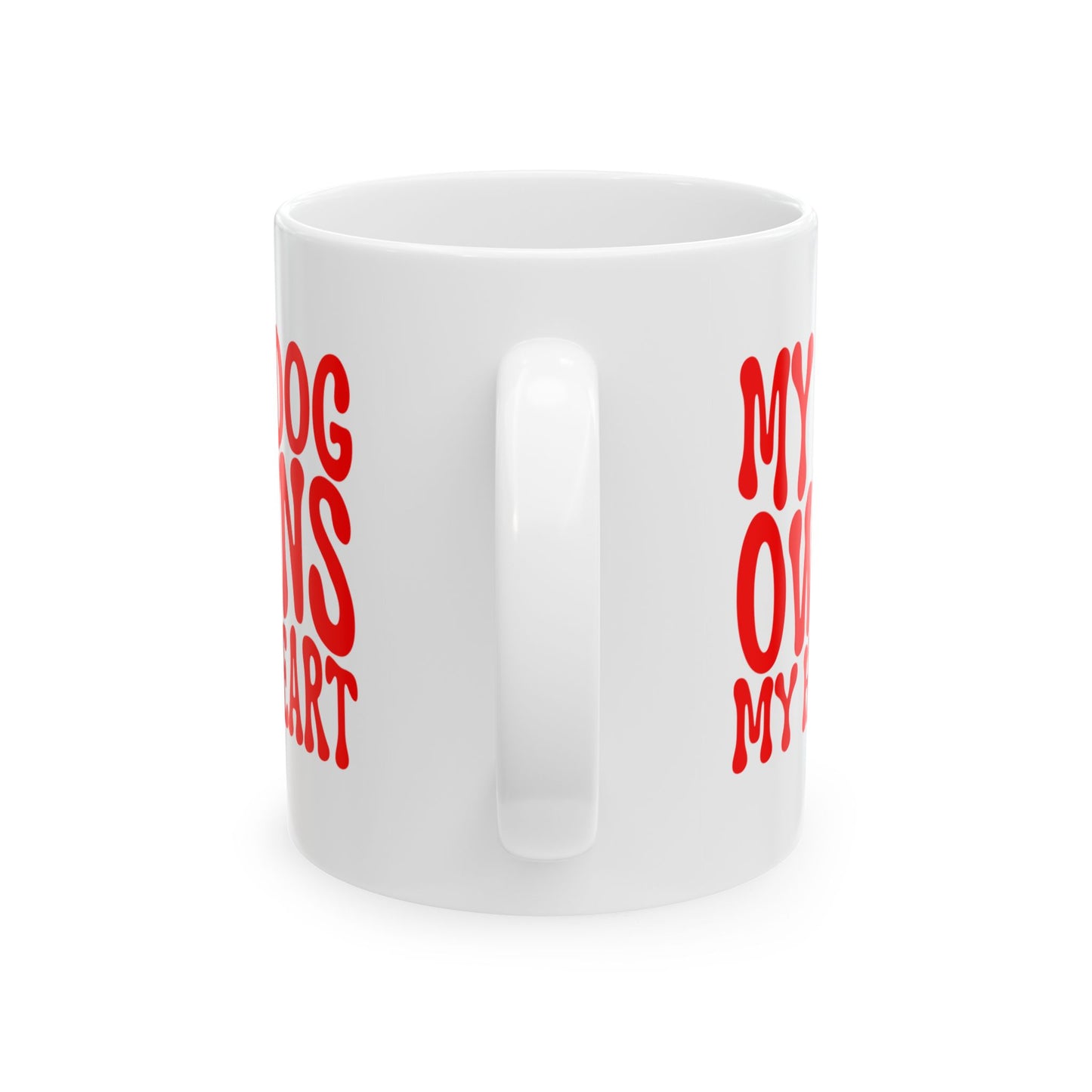 MY DOG OWNS MY HEART Coffee Mug – Funny Gift for Family and Coworkers, Red, Ceramic, 11 oz