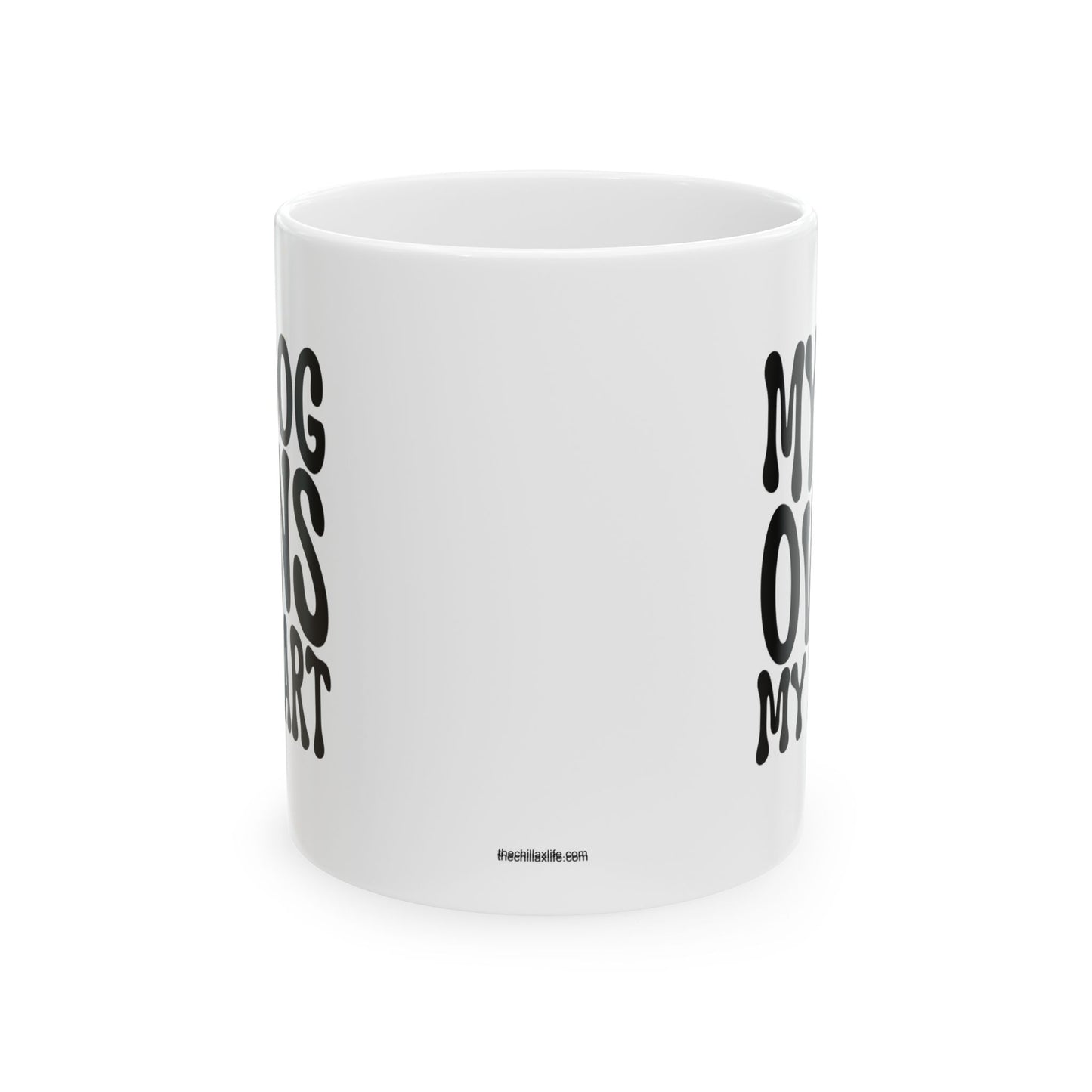 MY DOG OWNS MY HEART Coffee Mug – Funny Gift for Family and Coworkers, Black, Ceramic, 11 oz