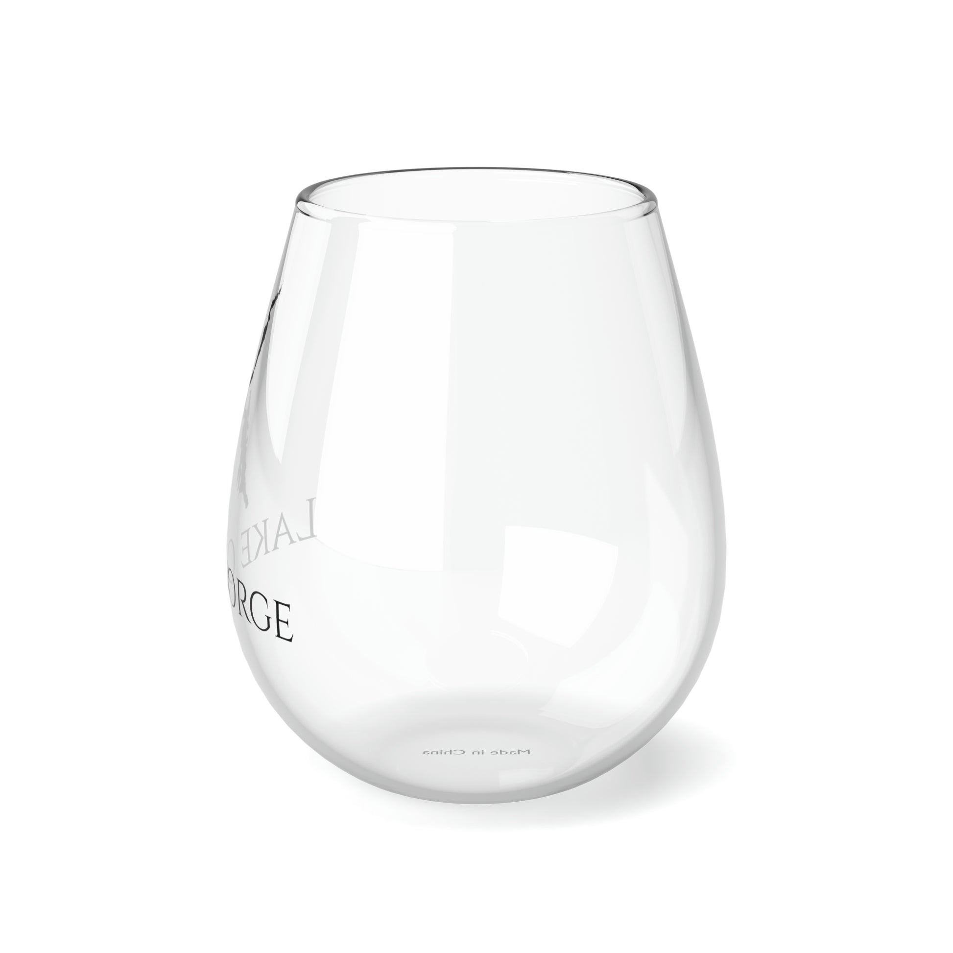 Lake George, NH Stemless Wine Glass Left  View