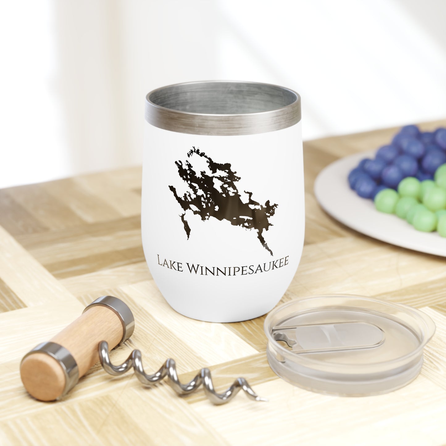 Lake Winnipesaukee, NH Wine Tumbler Cutting Board View