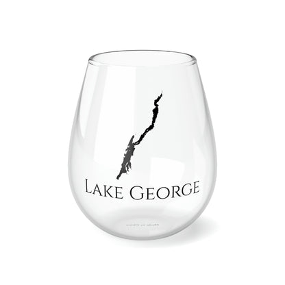 Lake George, NH Stemless Wine Glass Front View