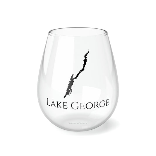 Lake George, NH Stemless Wine Glass Front View