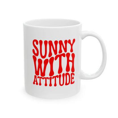 SUNNY WITH ATTITUDE Coffee Mug – Funny Gift for Family and Coworkers,  Ceramic, 11 oz