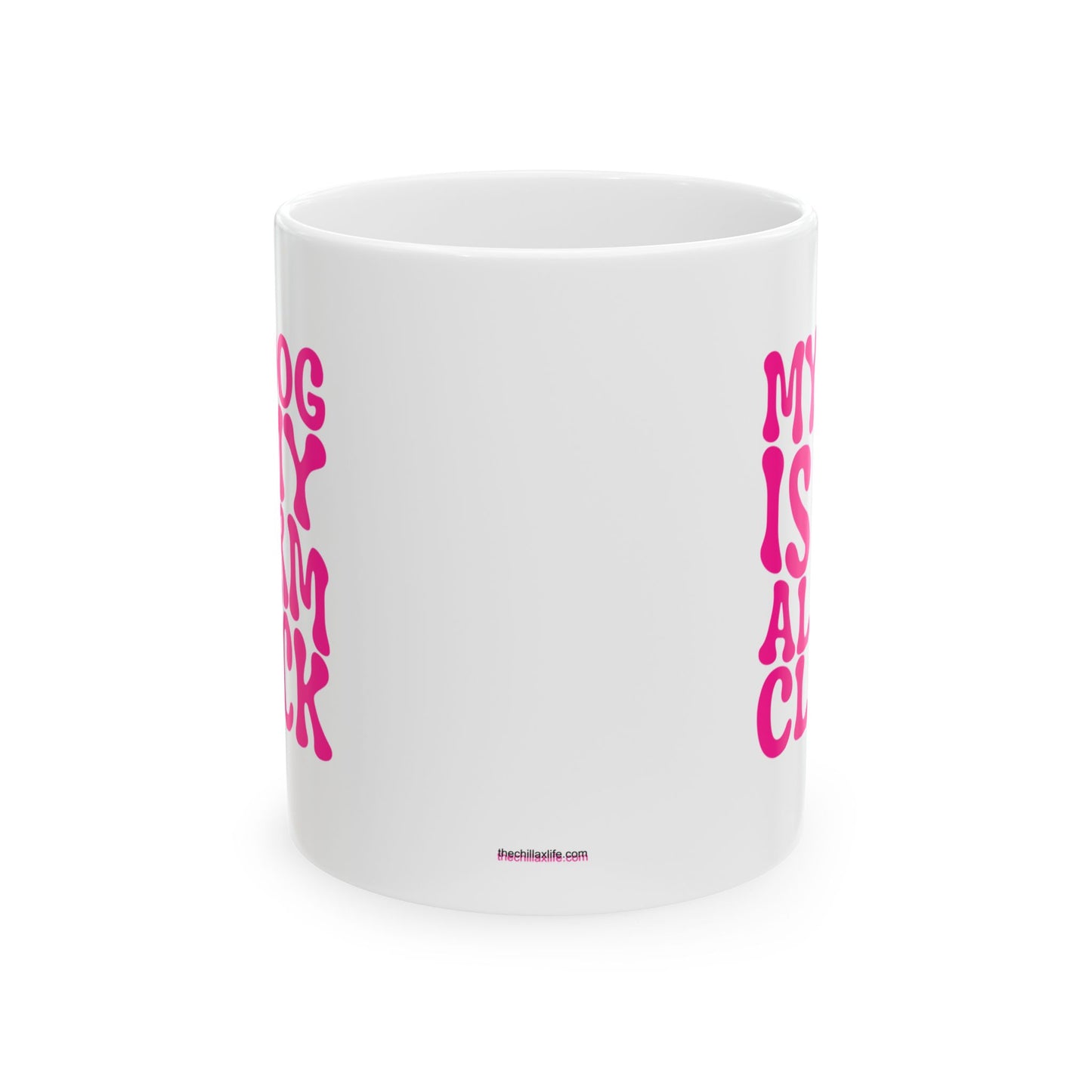 MY DOG IS MY ALARM CLOCK Coffee Mug – Funny Gift for Family and Coworkers, Dark Pink, Ceramic, 11 oz