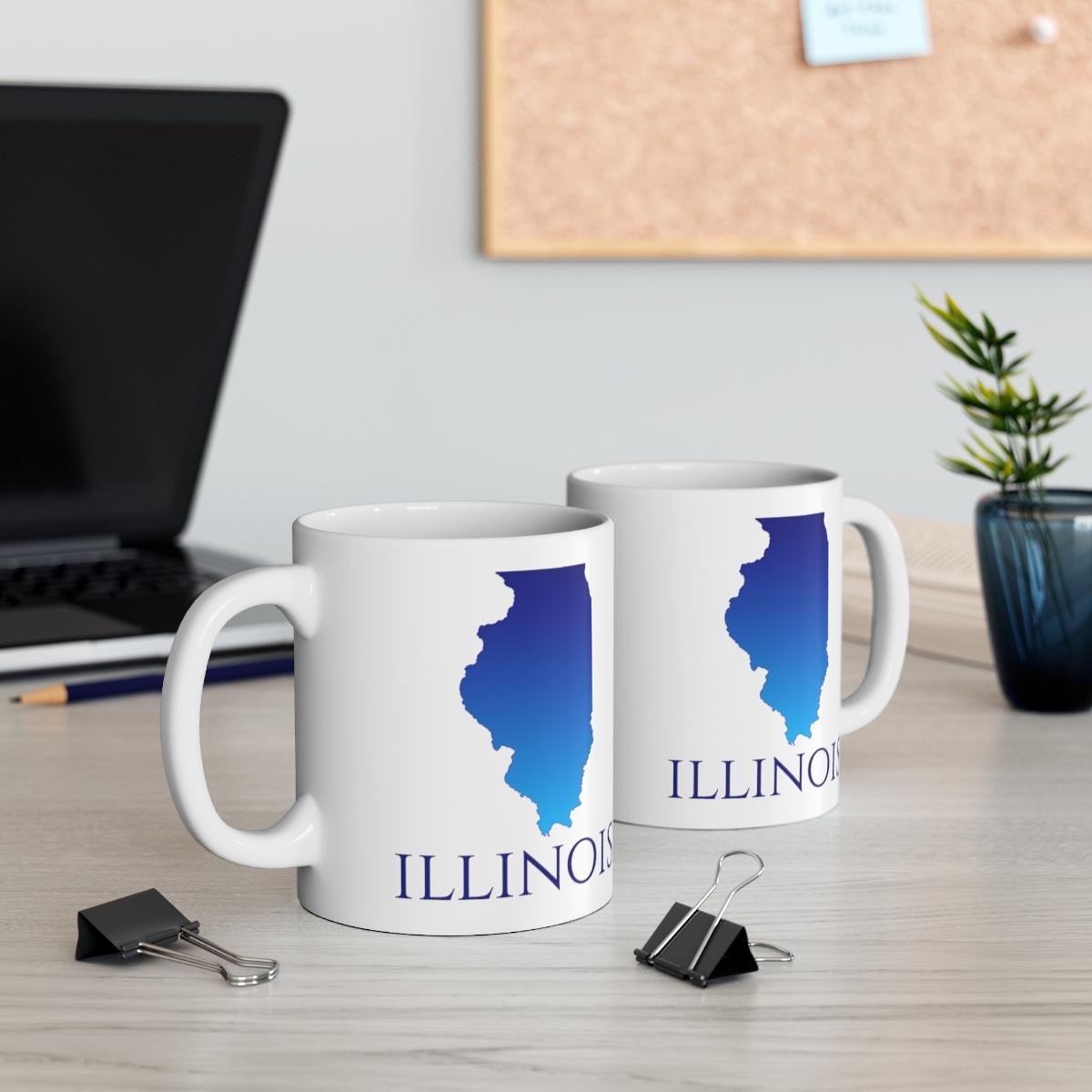 Illinois Ceramic Mug, Blue Gradient 11oz