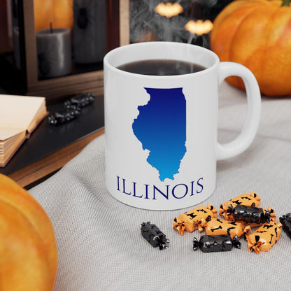 Illinois Ceramic Mug, Blue Gradient 11oz
