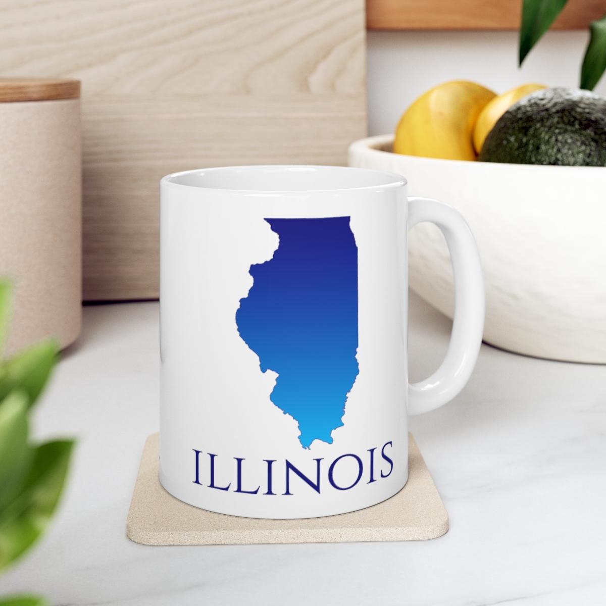 Illinois Ceramic Mug, Blue Gradient 11oz