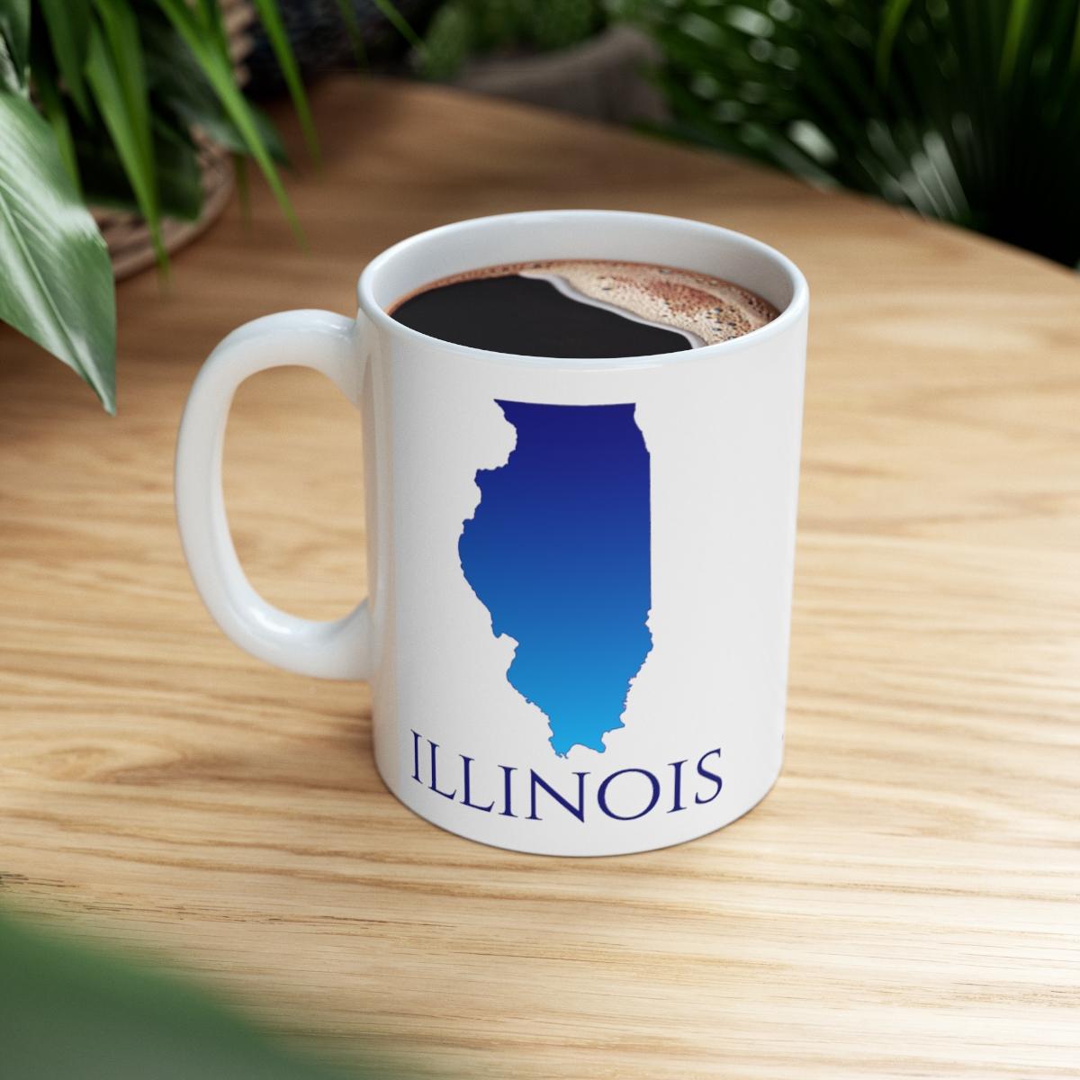 Illinois Ceramic Mug, Blue Gradient 11oz