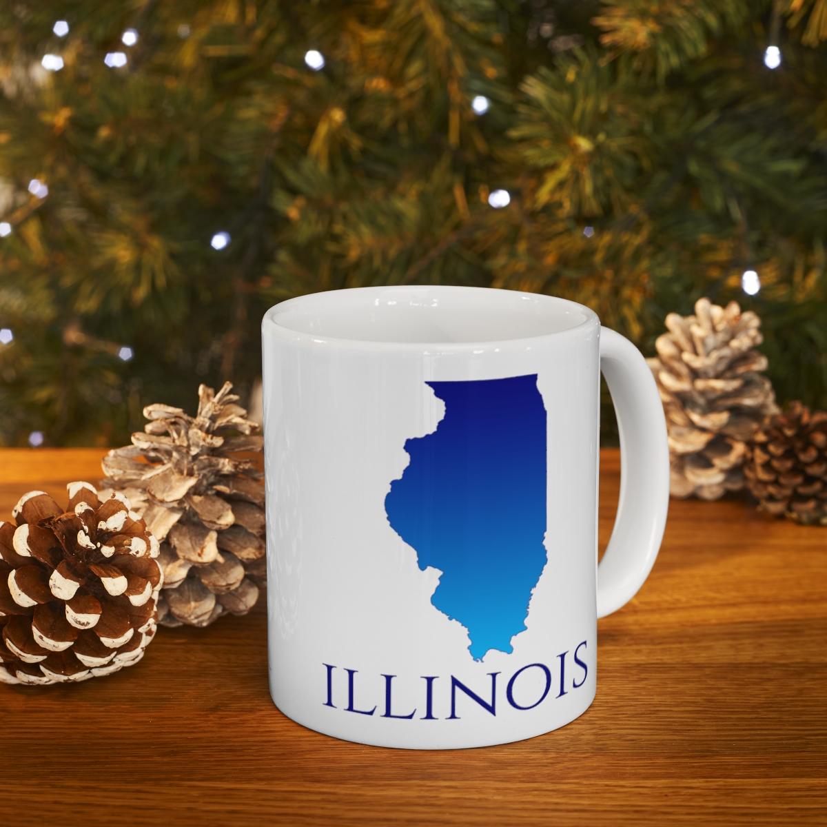 Illinois Ceramic Mug, Blue Gradient 11oz