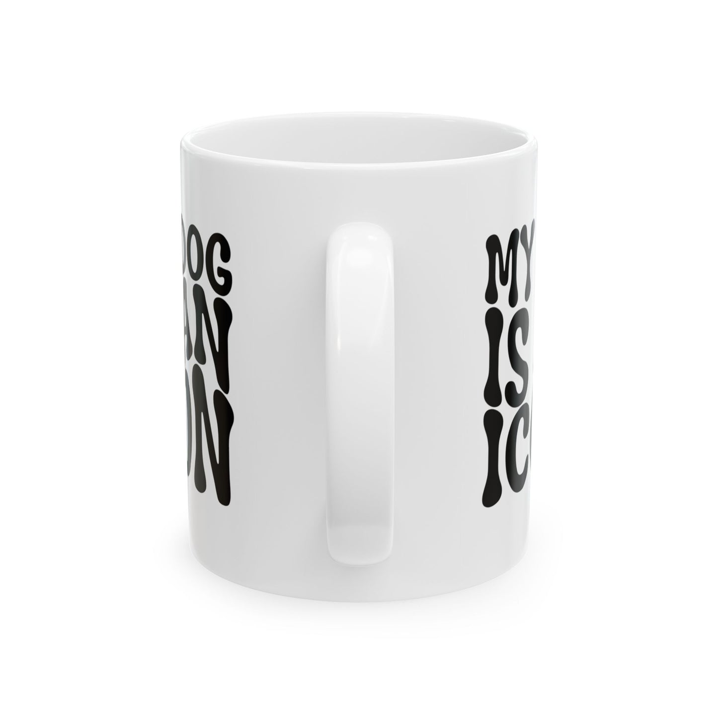 MY DOG IS AN ICON Coffee Mug – Funny Gift for Family and Coworkers, Black, Ceramic, 11 oz