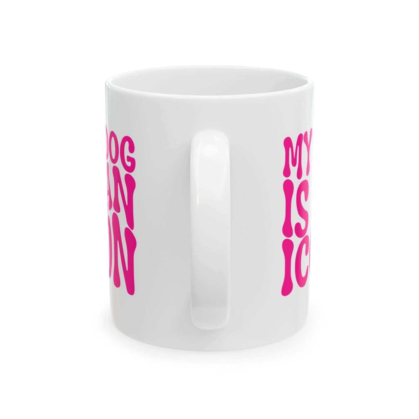 MY DOG IS AN ICON Coffee Mug – Funny Gift for Family and Coworkers, Dark Pink, Ceramic, 11 oz