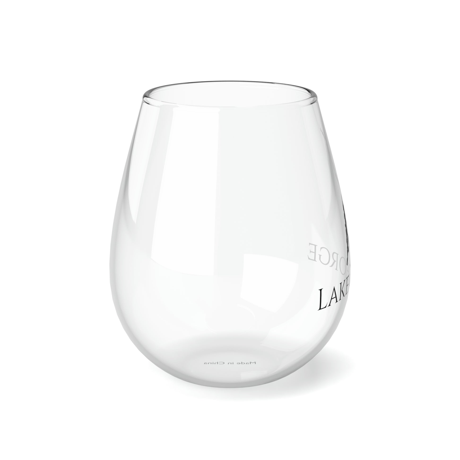 Lake George, NH Stemless Wine Glass Right View