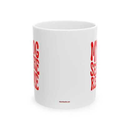 MY DOG SEES THE  REAL ME Coffee Mug – Funny Gift for Family and Coworkers, Red, Ceramic, 11 oz