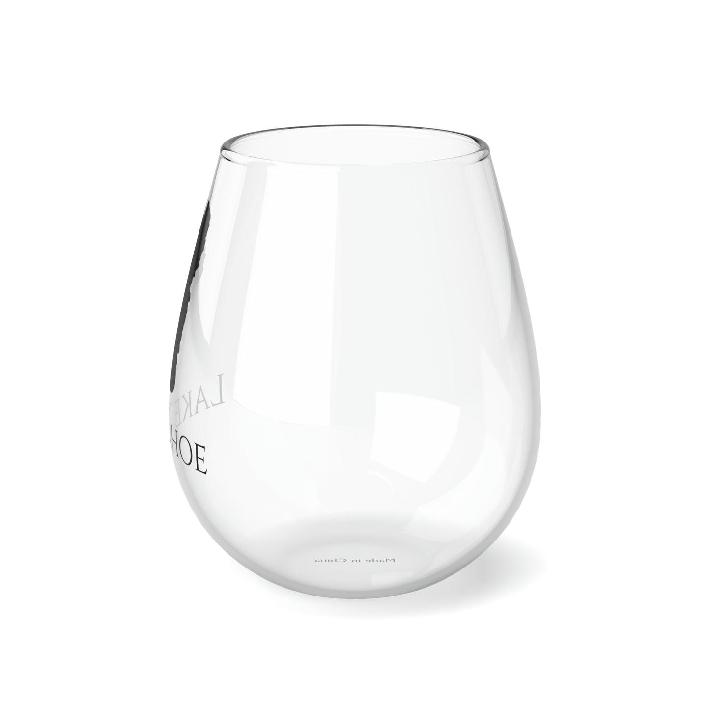 Lake Tahoe, NH Stemless Wine Glass-Black Front View