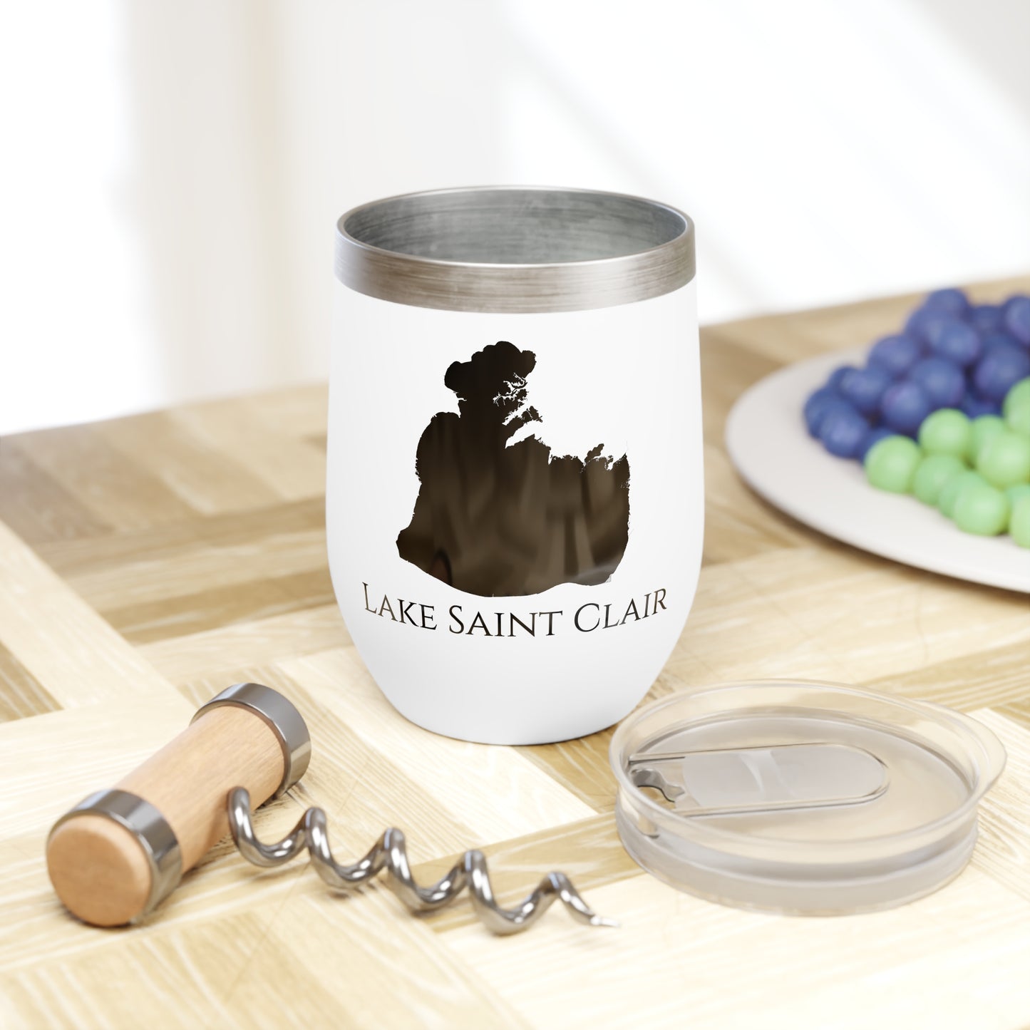 Lake Saint Clair, MI Wine Tumbler Cutting Board View