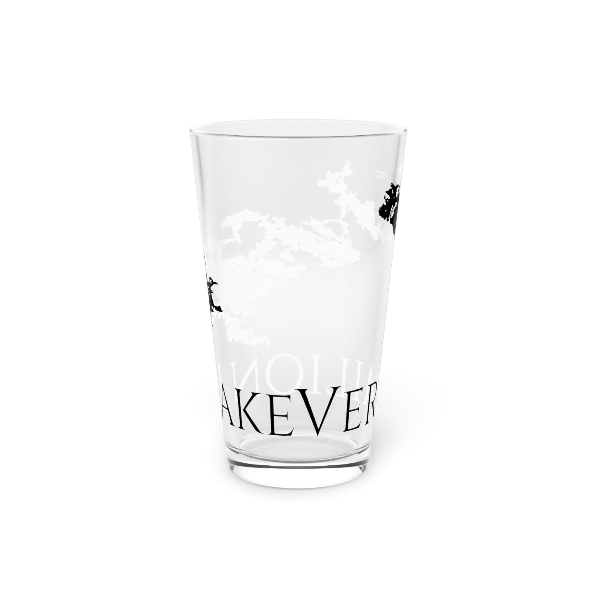 Vermilion Lake Pint Glass, Wraparound logo, 16oz Right Side View