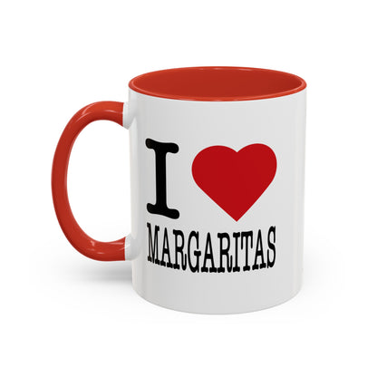 I LOVE MARGARITAS White Ceramic Mug with Red Accent, 11oz